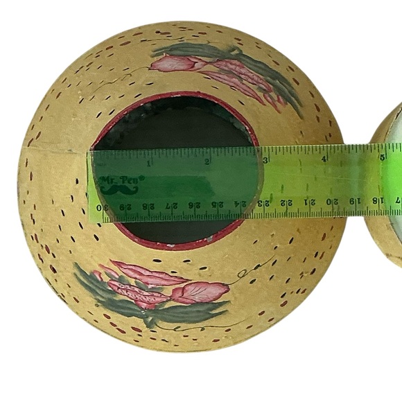 Vintage Hand Painted Galvanized Metal Jar Candle Lamp Yellow Floral 2000 - Picture 8 of 16